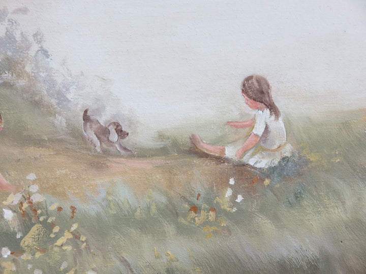 Original Oil Painting of Woman and Children