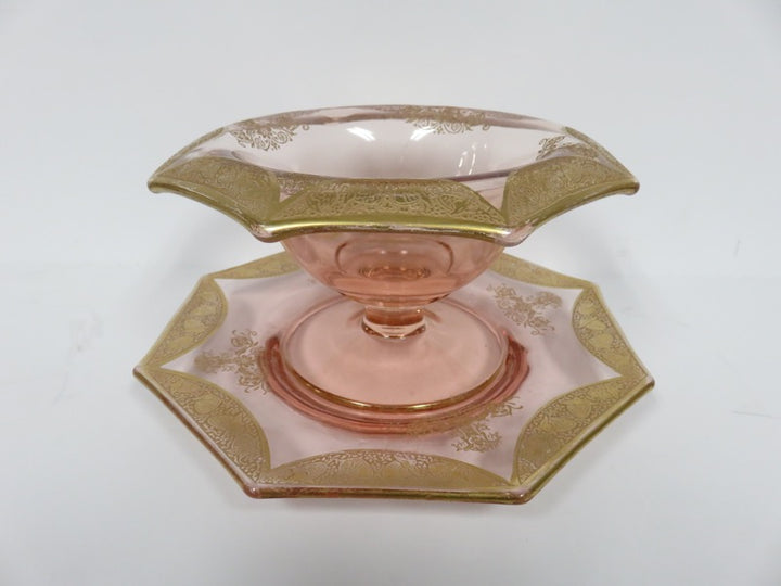 Rose Glass Compote & Underplate