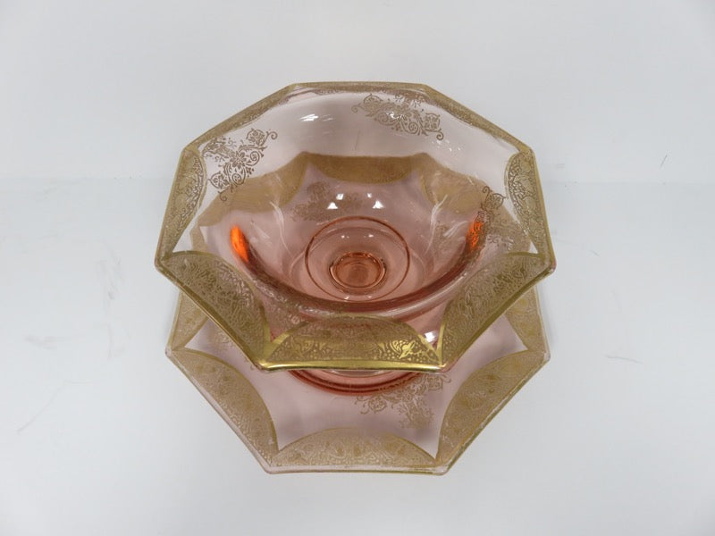 Rose Glass Compote & Underplate