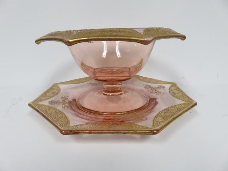 Rose Glass Compote & Underplate