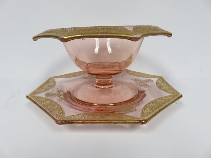 Rose Glass Compote & Underplate