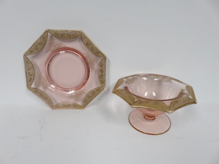Rose Glass Compote & Underplate
