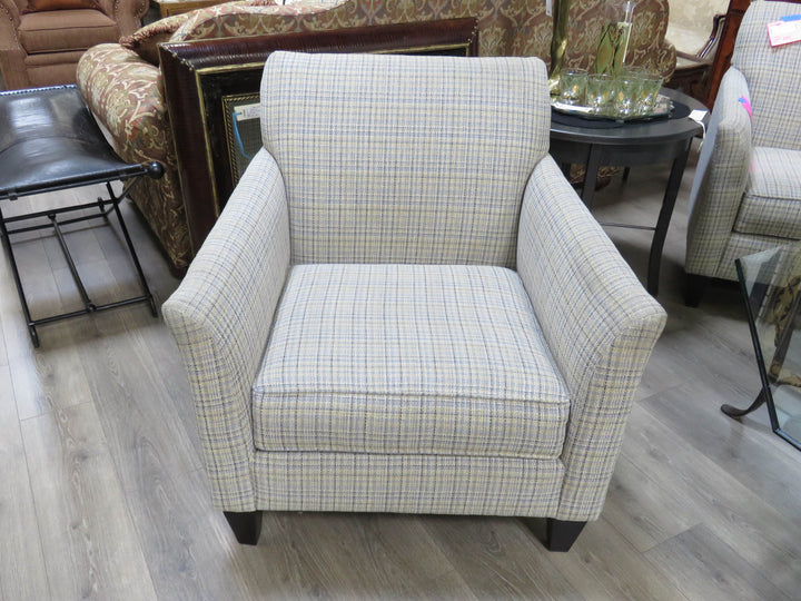 Upholstered Plaid Arm Chair