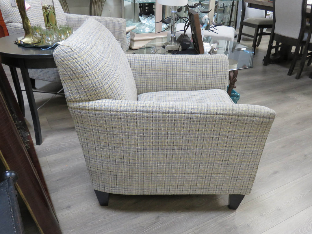 Upholstered Plaid Arm Chair