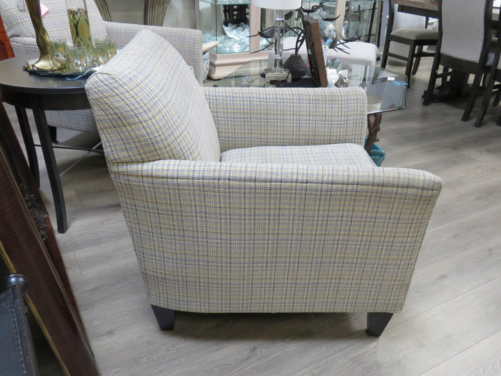 Upholstered Plaid Arm Chair