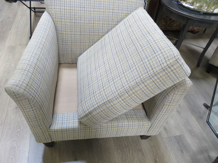 Upholstered Plaid Arm Chair