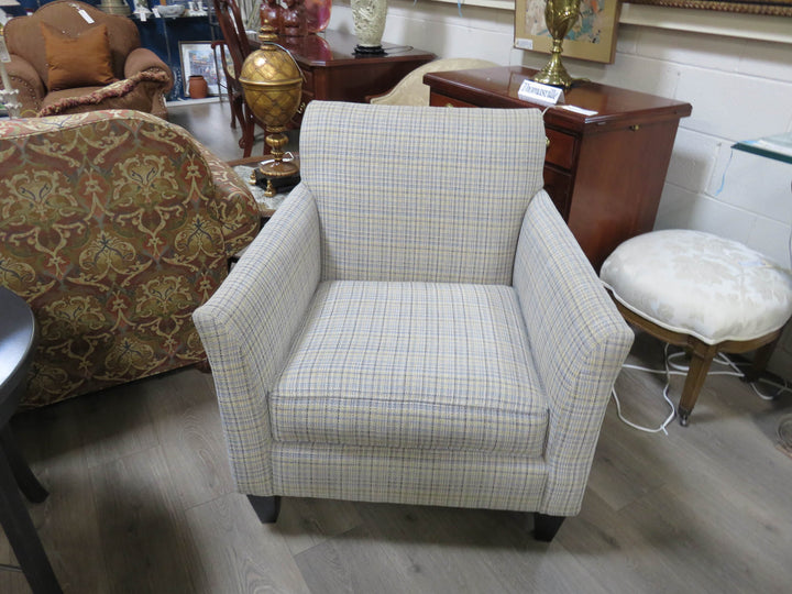 Upholstered Plaid Arm Chair
