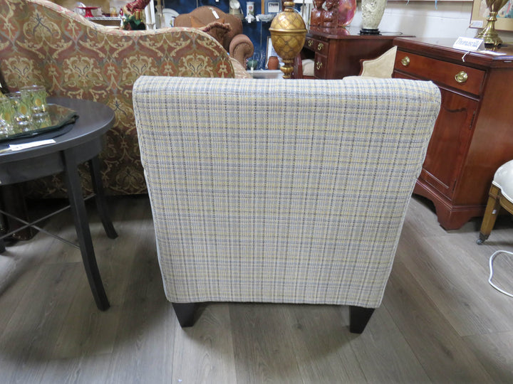 Upholstered Plaid Arm Chair