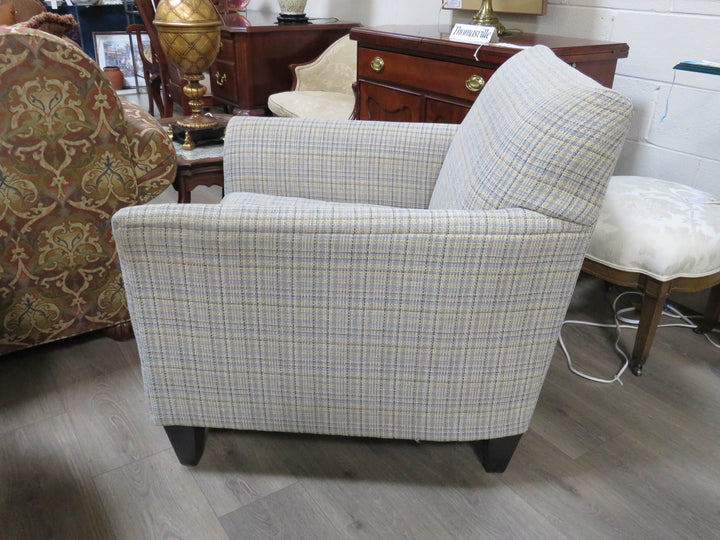 Upholstered Plaid Arm Chair