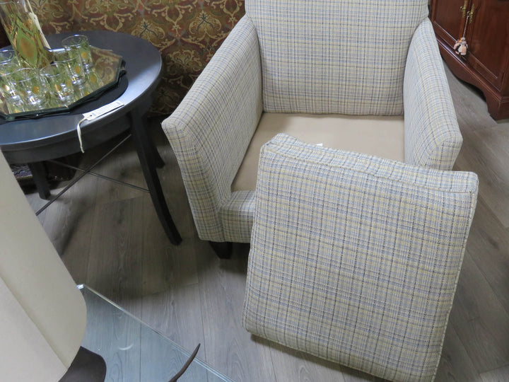 Upholstered Plaid Arm Chair