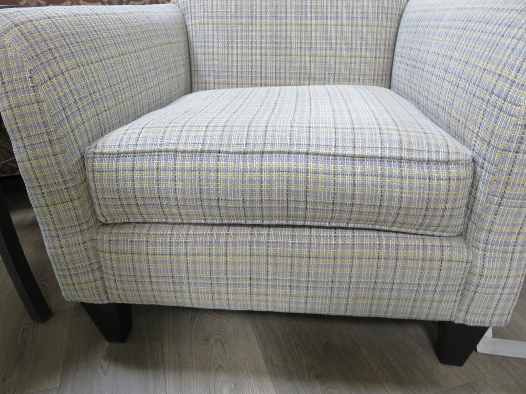 Upholstered Plaid Arm Chair