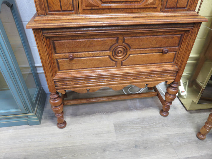 Carved Oak Vertical Cabinet