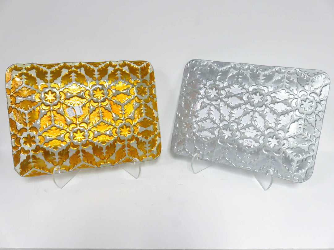 Pair of Winter Glass Platters