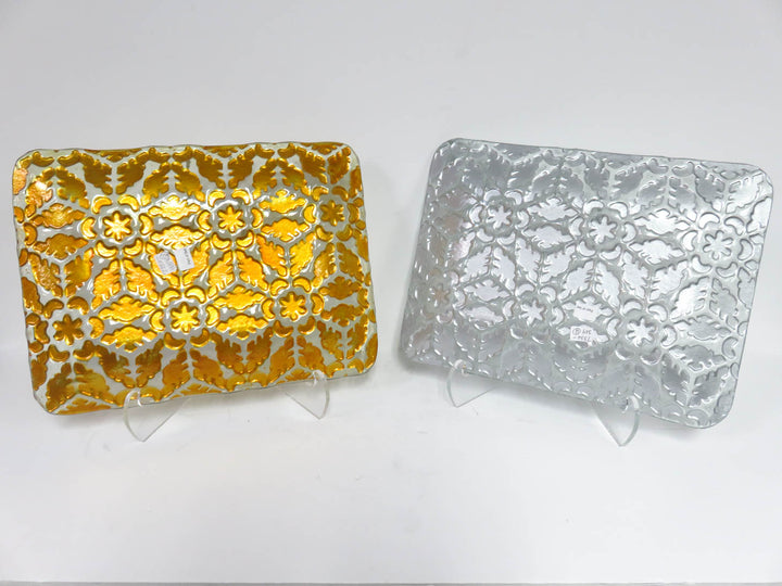 Pair of Winter Glass Platters