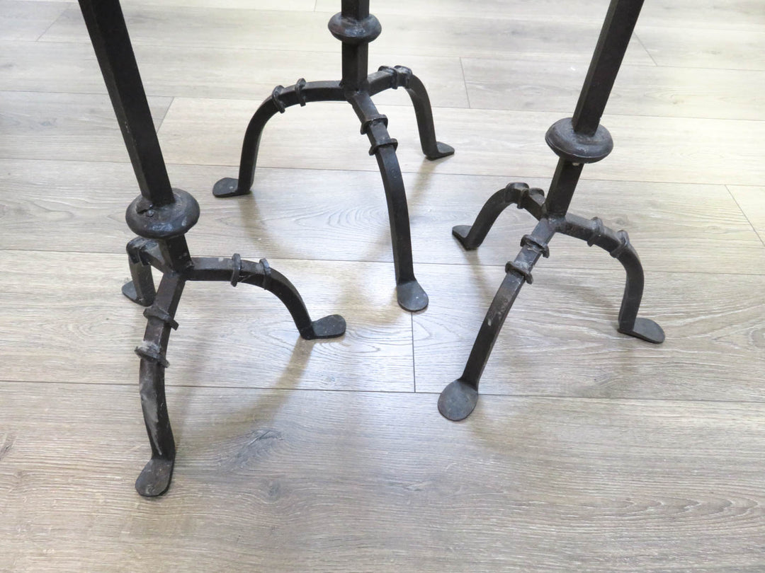 Three Rustic Wrought Iron Candlesticks