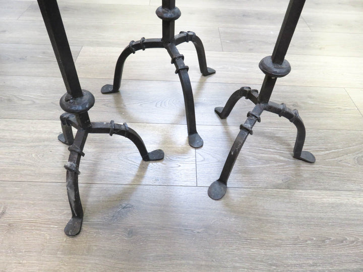 Three Rustic Wrought Iron Candlesticks
