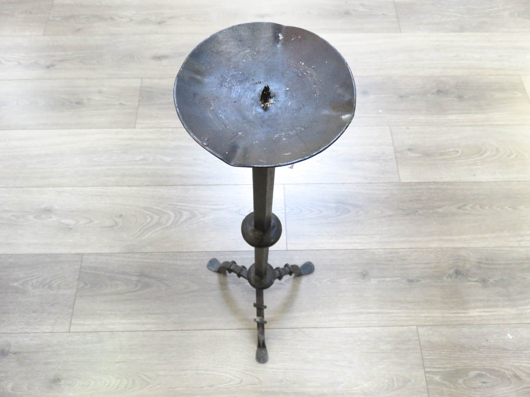 Three Rustic Wrought Iron Candlesticks