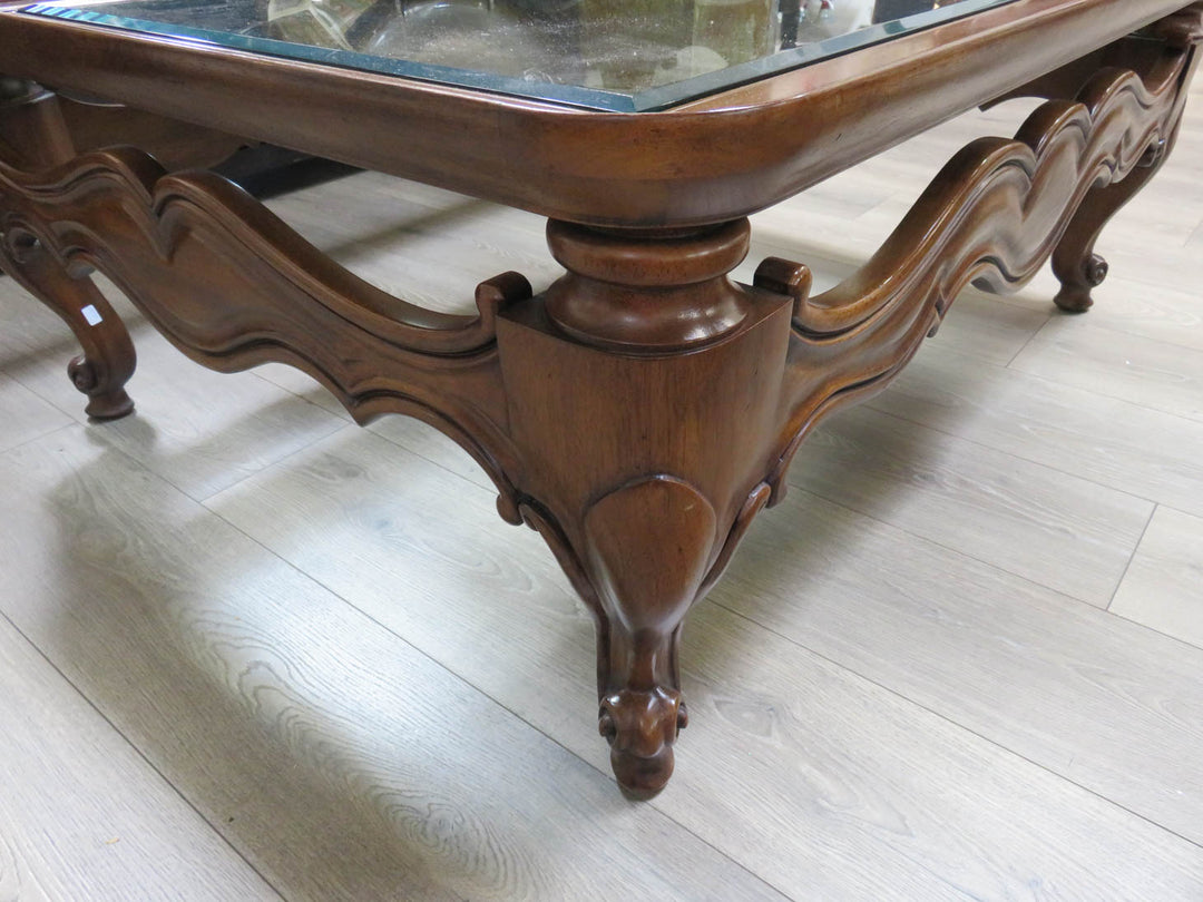 Vintage Wood & Glass Coffee Table