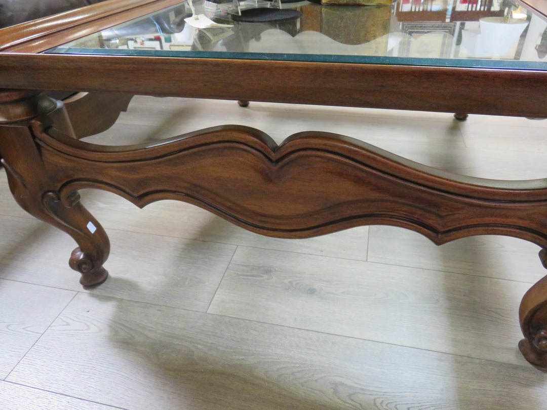 Vintage Wood & Glass Coffee Table