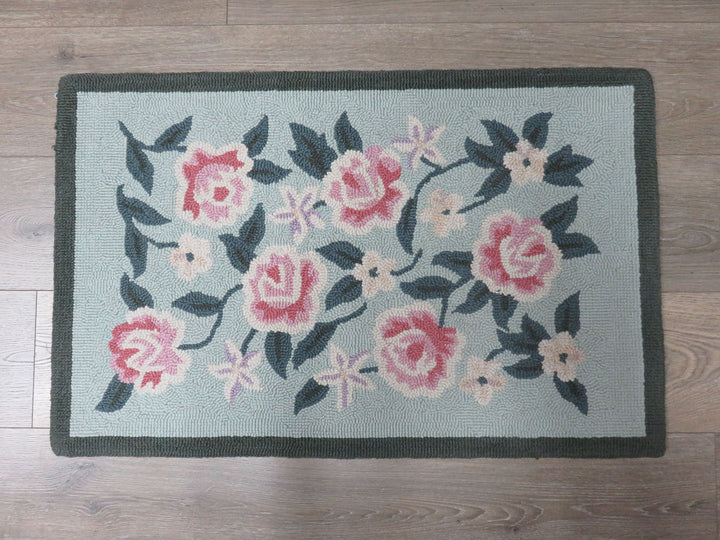 Floral Hooked Wool Rug