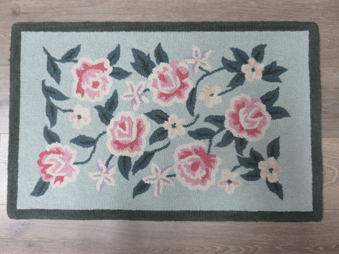 Floral Hooked Wool Rug