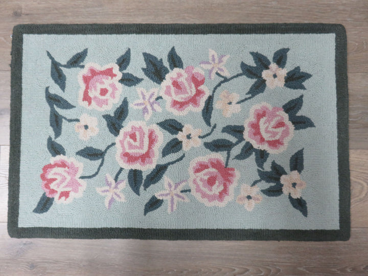 Floral Hooked Wool Rug