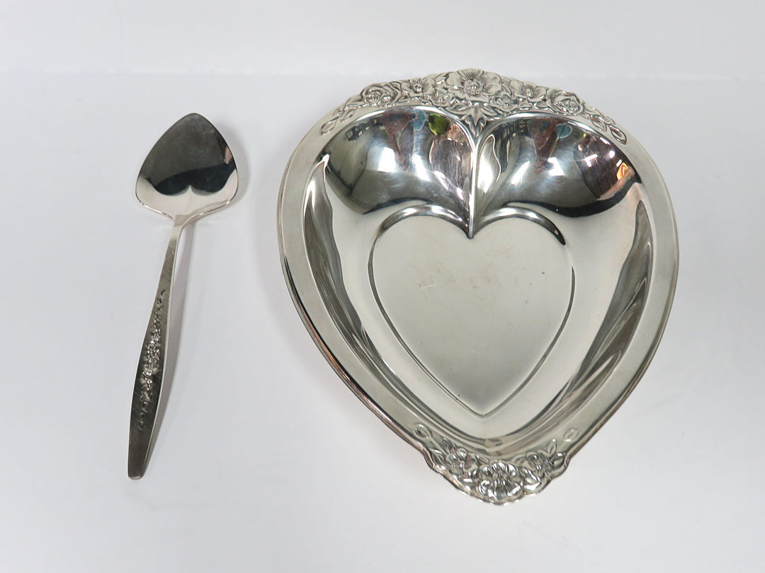 International Silver Co.Heart Dish & Spoon