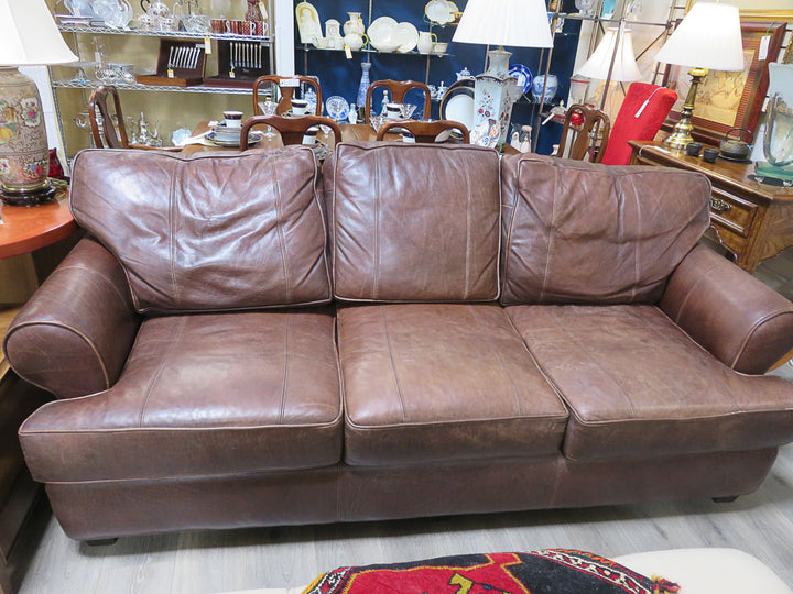 Arhaus Brown Leather Sofa