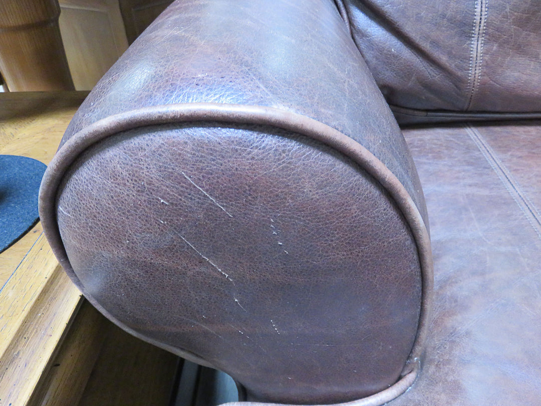Arhaus Brown Leather Sofa