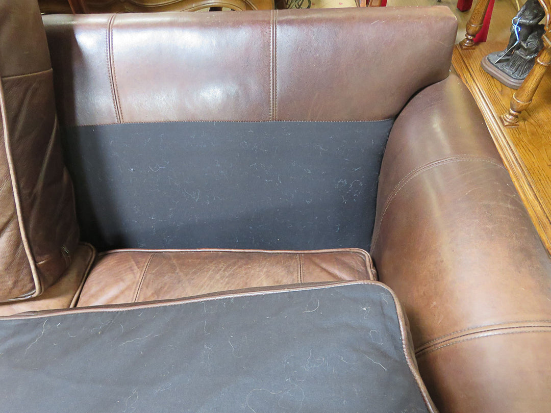 Arhaus Brown Leather Sofa