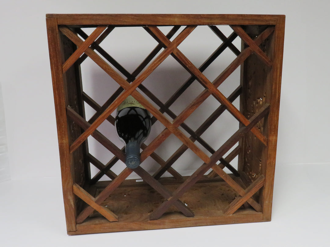 Carved Wood Wine Rack