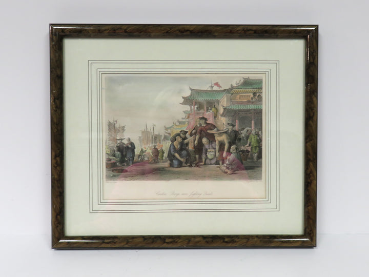 Print of Barge Men with fighting quails