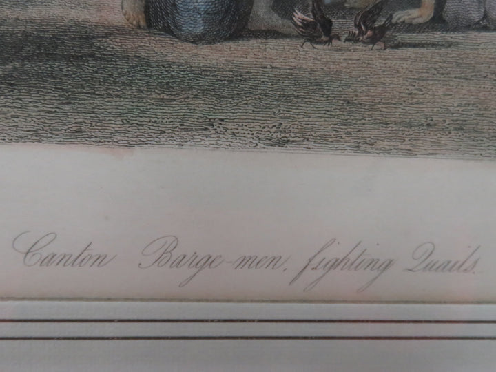 Print of Barge Men with fighting quails