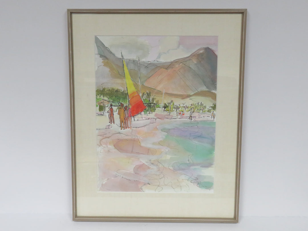 Watercolor Original Beach Scene