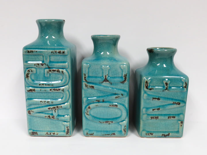 "Live, Laugh, Love" Vase Trio