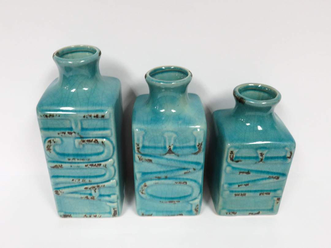 "Live, Laugh, Love" Vase Trio