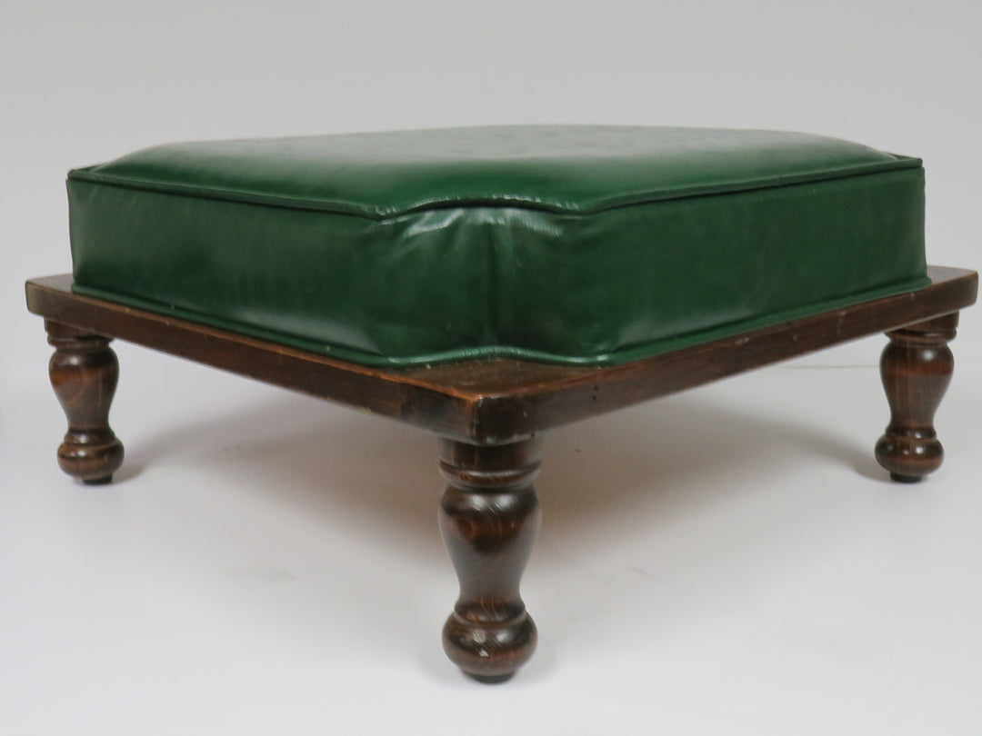 Green Leather Footstool
