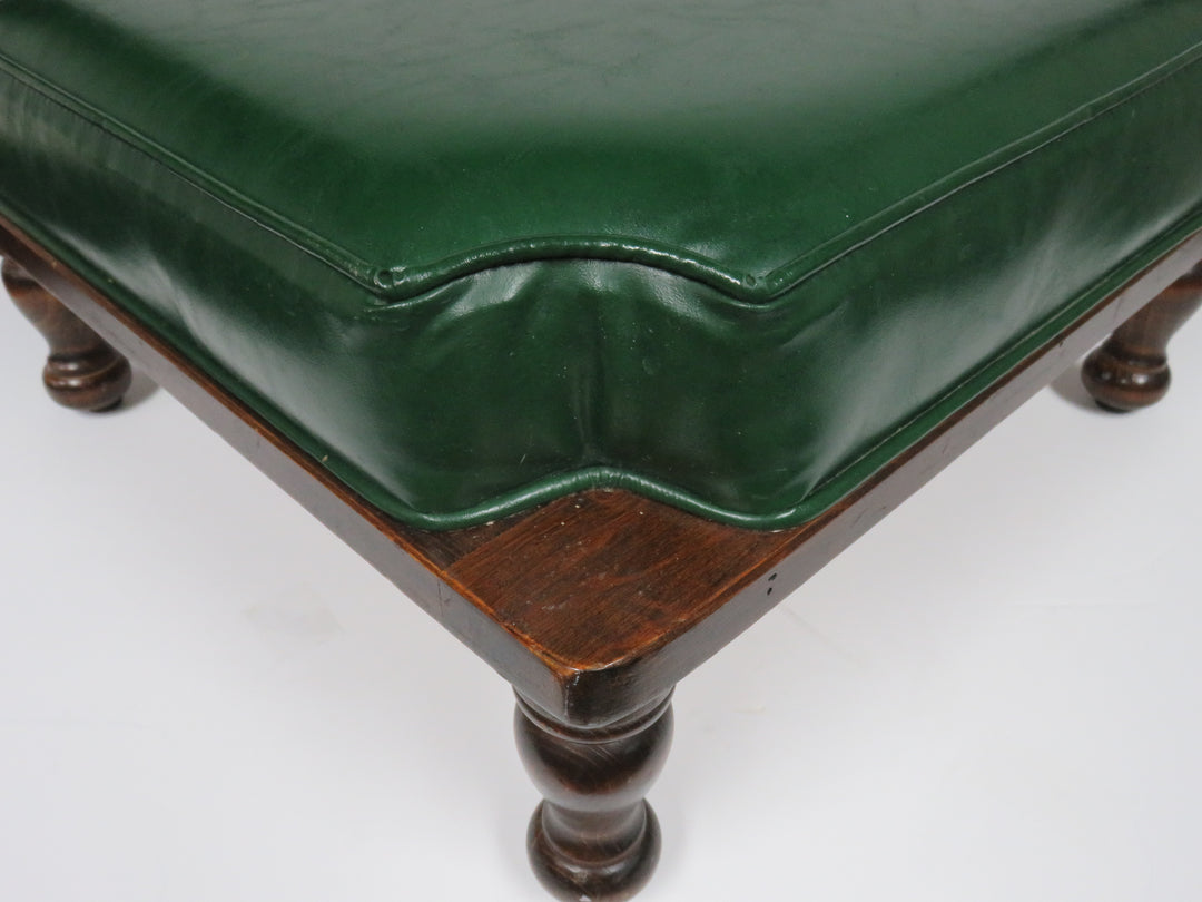 Green Leather Footstool