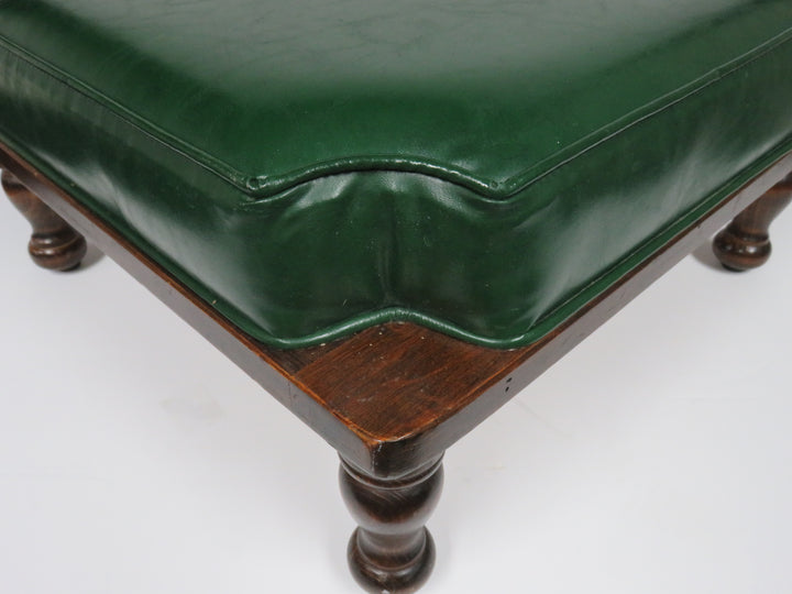 Green Leather Footstool