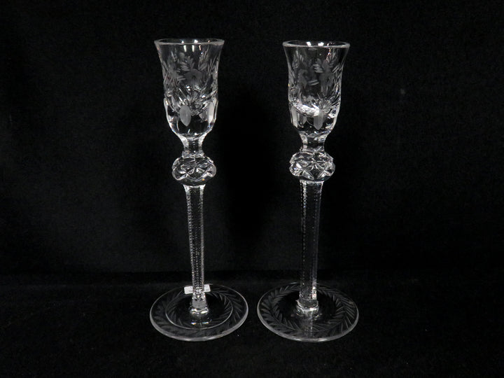 Pair of Etched Candlesticks