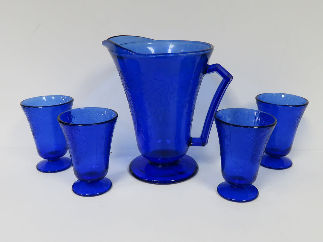Cobalt Pitcher and Glasses