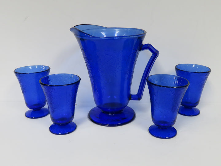 Cobalt Pitcher and Glasses