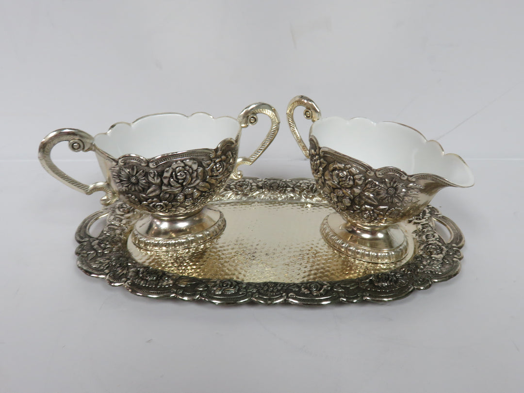 Silverplate Cream & Sugar with Underplate