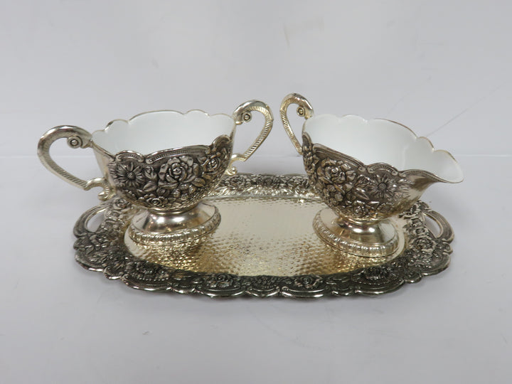 Silverplate Cream & Sugar with Underplate
