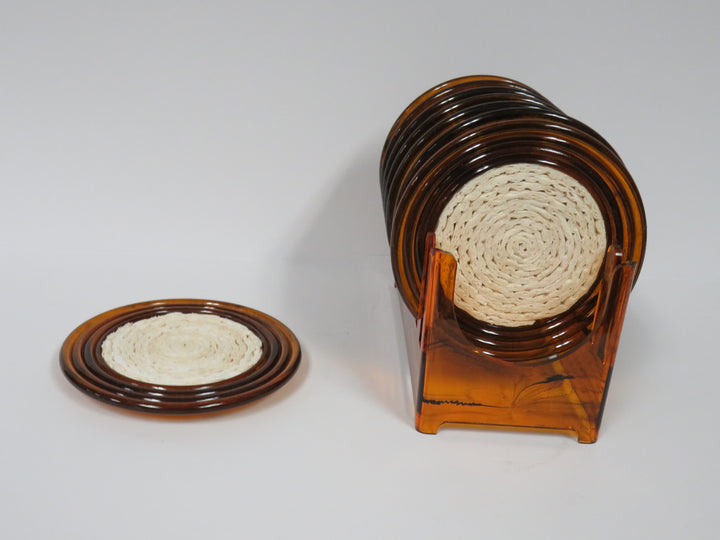 MCM Lucite Amber Coasters