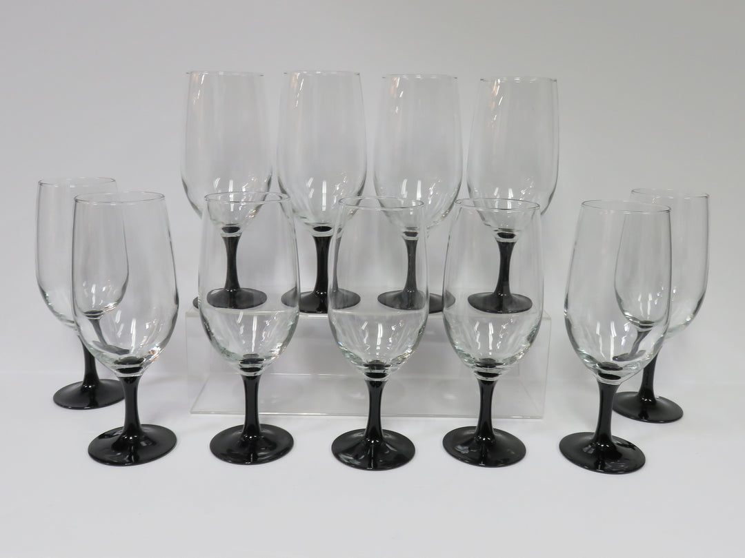 Black Stemmed Luminarc Domino Glasses
