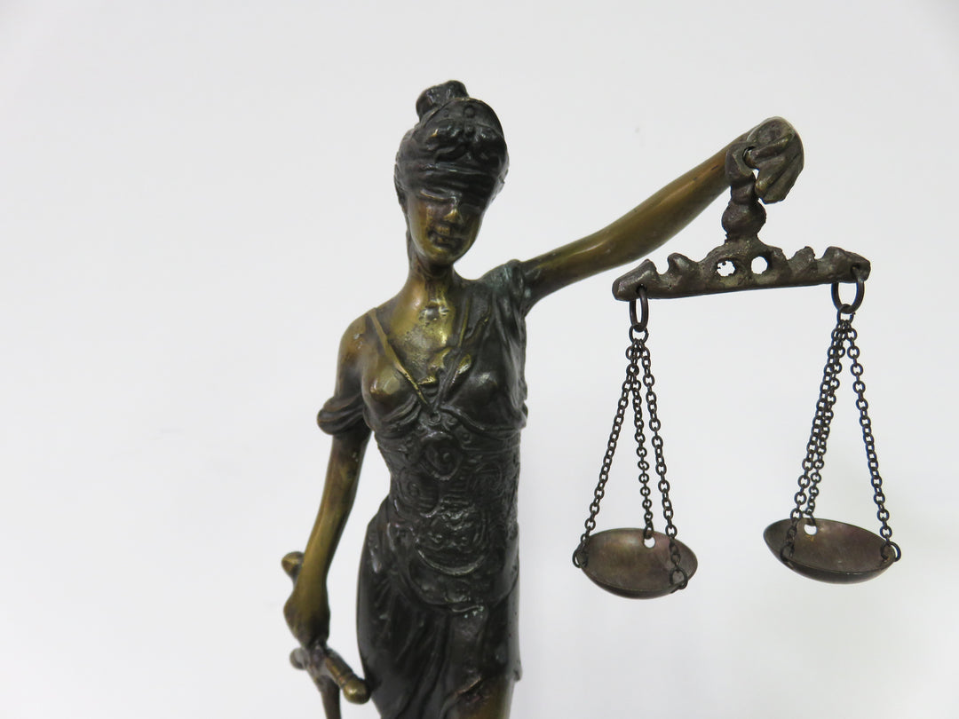 Mounted "Blind Justice" Sculpture