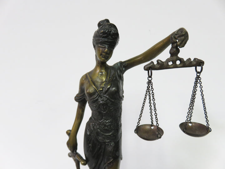 Mounted "Blind Justice" Sculpture