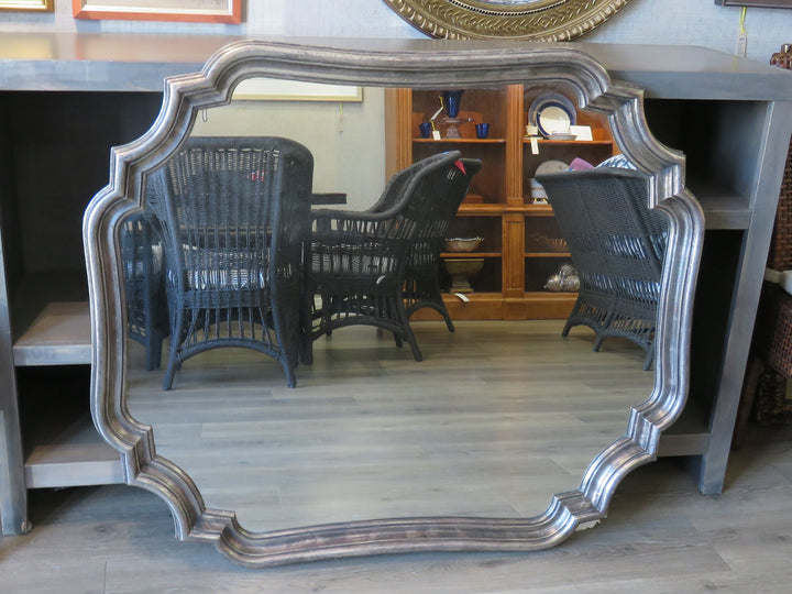 Elegant Burnished Silver Leaf Wall Mirror