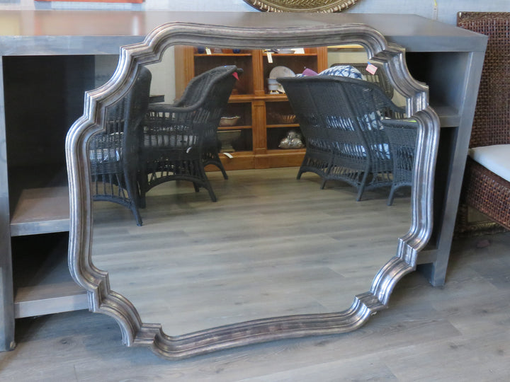 Elegant Burnished Silver Leaf Wall Mirror